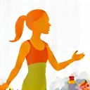 Icon for aiding in maintaining a healthy lifestyle, such as a person exercising or healthy food.